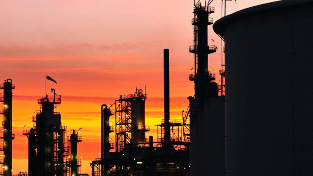 Members of the Maritime Union of Australia protested outside the Caltex Australia Lytton refinery.