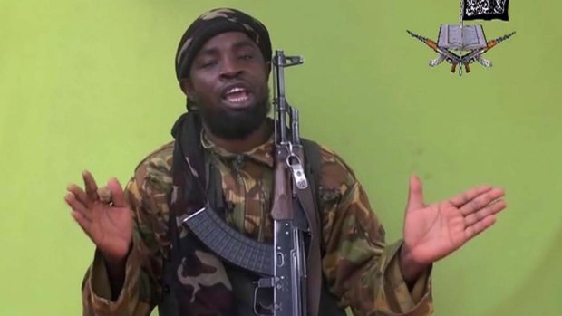 Losing ground in his so-called 'caliphate' ... Abubakar Shekau, Boko Haram leader, in a still taken from a terrorist video. 