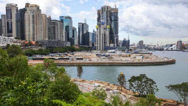 The high-rise development as viewed from Barangaroo Point