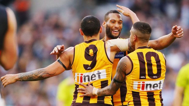 Josh Gibson, with teammates Shaun Burgoyne (left) and Bradley Hill, says the Hawks' form leading into the finals is irrelevant.
