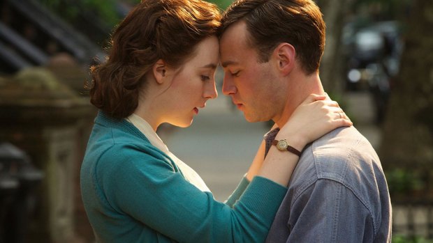 Saoirse Ronan, left and Emory Cohen in the multi-nominated Brooklyn.