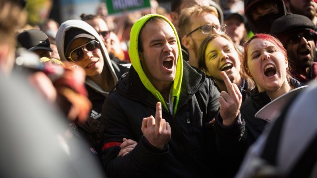 Members of Rally Against Racism on July 18. 