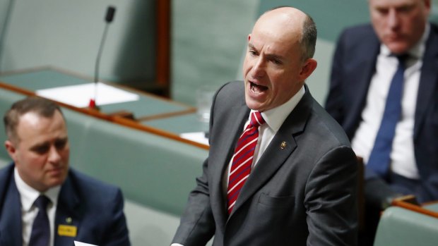 Liberal MP Stuart Robert delivers a statement after question time on Thursday.