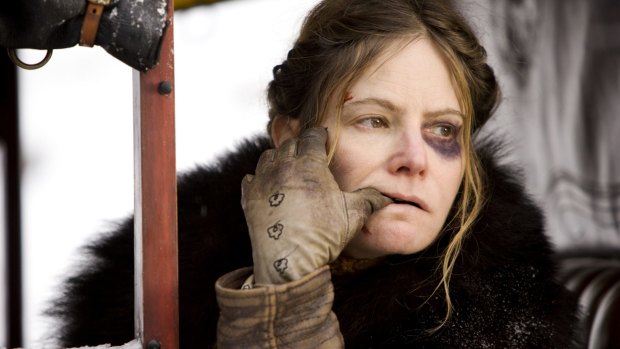 Jennifer Jason Leigh plays a fugitive in <i>The Hateful Eight</i>.