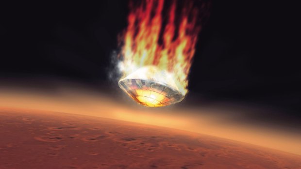 Blaze of glory: An artist's impression of how Beagle 2 would look landing on Mars.