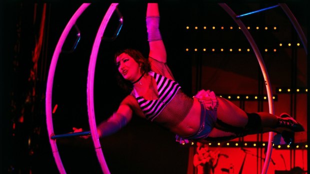 Mel Fyfe, pictured on the German Wheel, says many performers find it hard to adjust to life outside the spotlight after they quit performing.