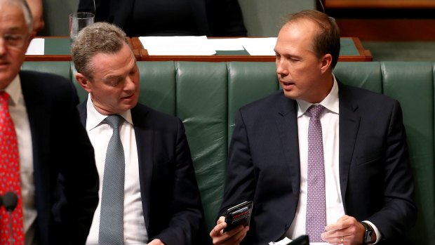 Minister Defence Industry Christopher Pyne and Minister for Immigration and Border Protection Peter Dutton. 