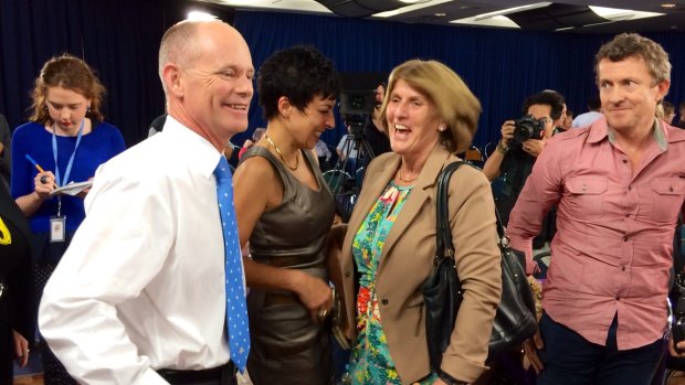 Campbell Newman is all smiles after tonight's grilling.