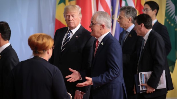 Prime Minister Malcolm Turnbull with US President Donald Trump at the G20 meeting in Hamburg last month.
