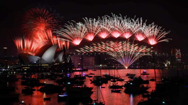 True colours: the midnight New Year's Eve fireworks on Sydney Harbour.