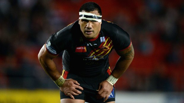 Jeff Lima in action for Catalans Dragons in the English Super League this year.