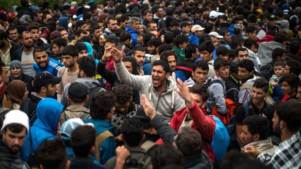 Syrian refugees in Bapska, Croatia, on Friday.