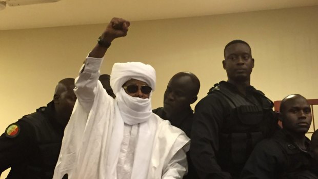 Chad's former dictator Hissene Habre in court in Dakar, Senegal, on Monday. 