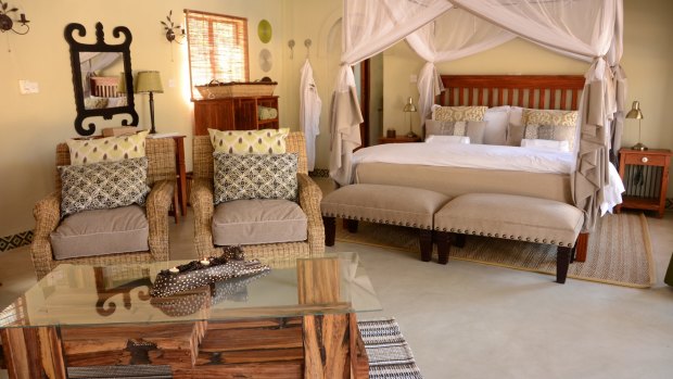 A room at the luxurious Camelthorn Lodge on the outskirts of Hwange National Park.