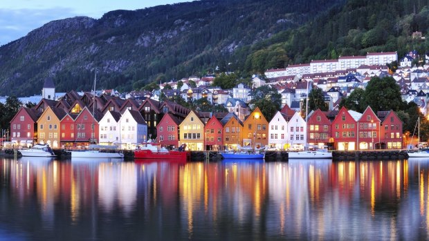 Coloured houses in Bergen, Norway.
