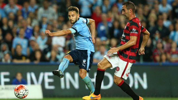 Another goal for Milos: Sydney FC's Milos Ninkovic scores against the Western Sydney Wanderers in October.
