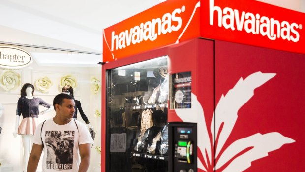 A Havaianas thong vending machines in World Square shopping centre, Sydney
