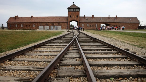 The railway tracks leading to Auschwitz.