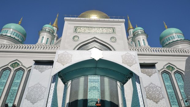 The Moscow Cathedral Mosque in Moscow, opened on Wednesday by President Vladimir Putin.