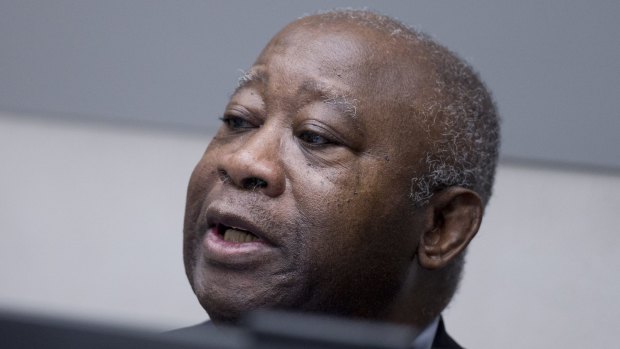 Former Ivory Coast president Laurent Gbagbo waits for the start of his trial at the International Criminal Court in The Hague, Netherlands, in January.