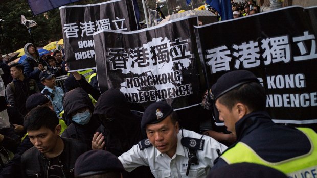 A rally in Hong Kong last month, where people are increasingly worried about mainland China's link to five missing booksellers. 