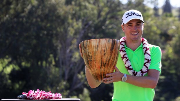 All smiles: Justin Thomas wins in Maui.
