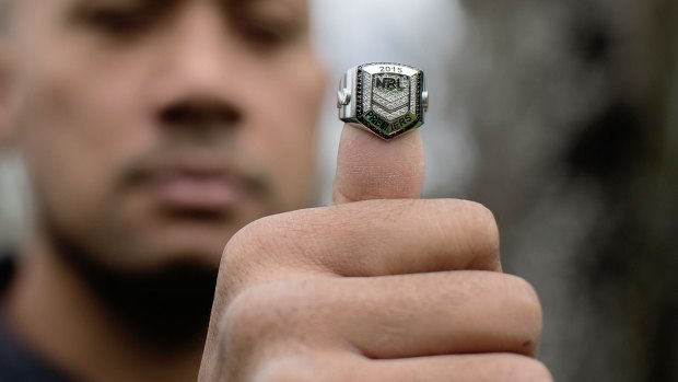 The big prize:Frank Puletua with the new premiership ring.
