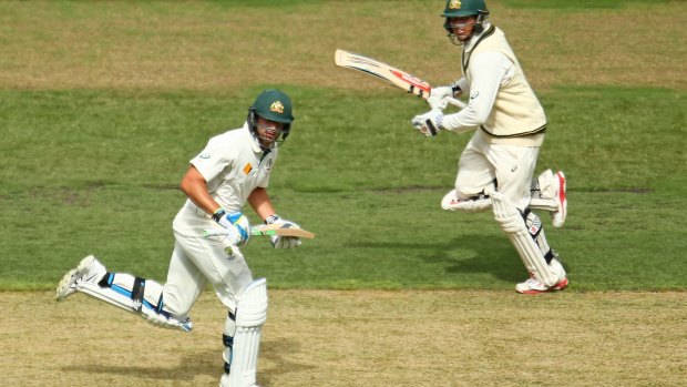 Joe Burns (left) made a century while partnering Usman Khawaja at the MCG on Boxing Day against the West Indies.