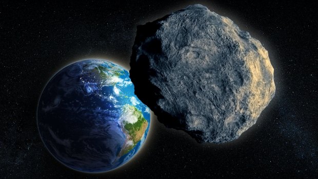 An artist's impression of an asteroid near the Earth.