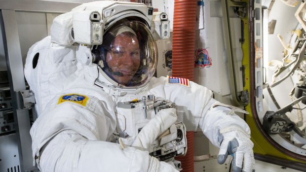 NASA astronaut Terry Virts preparing for Saturday night's space walk. 