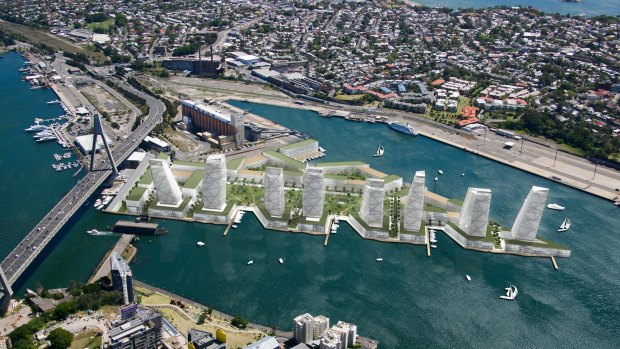 An artist's impression of a plan to build eight, 20-storey towers at White Bay in Sydney.