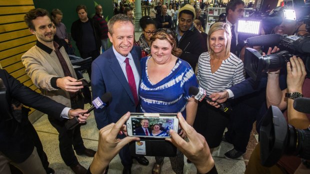 Bill Shorten visited Morayfield Shopping Centre with his wife Chloe and Labor candidate for the seat of Longman Susan Lamb.
