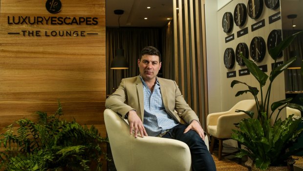 Adam Schwab, founder of Luxury Escapes, in Luxury Escape's pop up store in Melbourne. 
