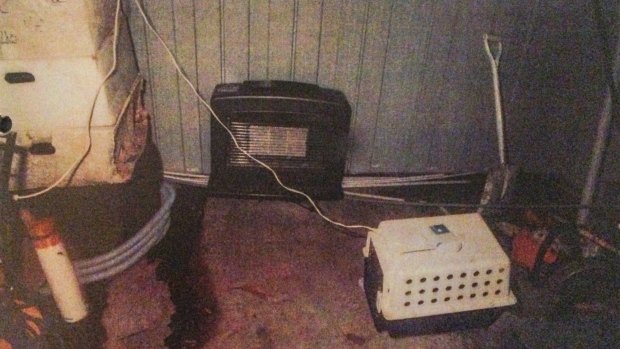 The heater in the back shed that was not connected on the night the boy suffered hypothermia. 
