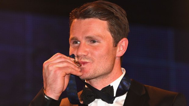 Patrick Dangerfield of the Cats poses after winning the 2016 Brownlow Medal. 