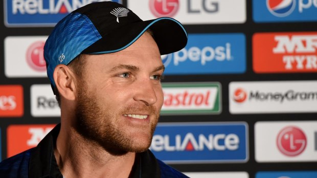New Zealand captain Brendon McCullum answers questions at a press conference after the final.