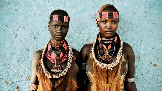 Two young women from the Hamar tribe, in the Turmi area of the isolated South Omo Valley.