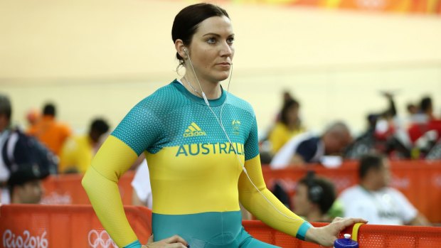 Motionless: Anna Meares preparing to race.