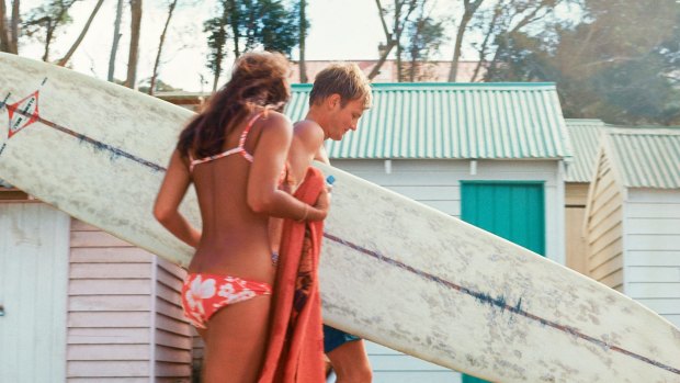 Surfer with girl, Lorne, c.1968 (detail).