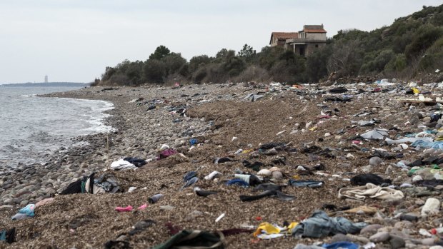 A beach near Ayvacik, Turkey. A boat smuggling migrants to Greece slammed into rocks off the Turkish coast near Ayvacik on Saturday and capsized, killing at least 37 people including 10 children. 