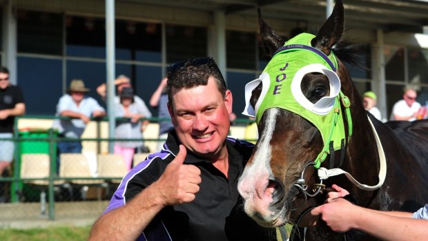 Thumbs up: Hudson County and trainer Joe Cleary after last month's Queanbeyan Cup win.