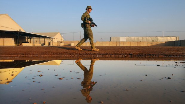 Australian soldier Private Kurt Heron is part of the Force Protection Force from 8/9 RAR Task Group in Taji, Iraq. Australian troops are training Iraqi soldiers for the fight against Islamic State.