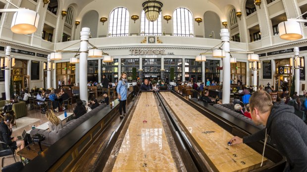 Shuffleboard game, Great Hall, Union Station.