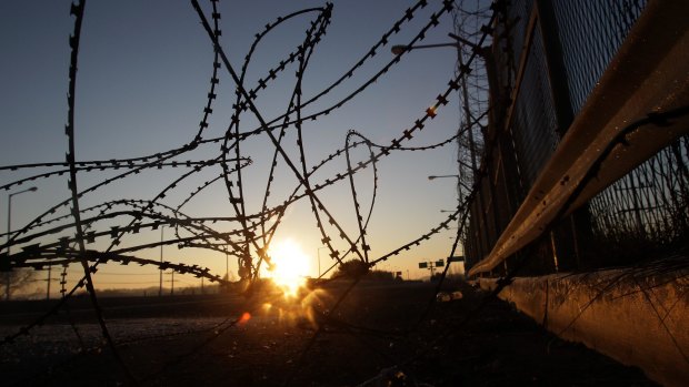 A barbed-wire fence at the Imjingak, near the demilitarised zone separating South and North Korea.