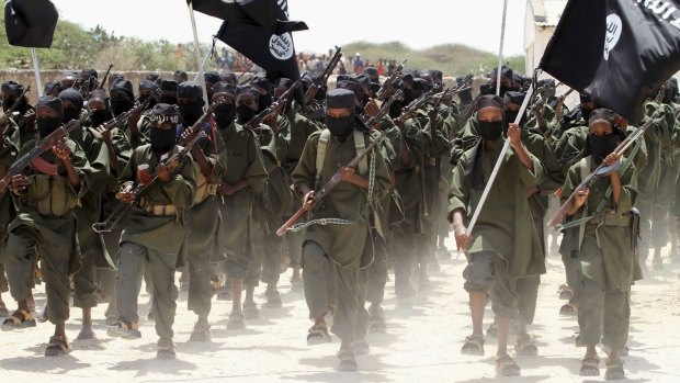 Al-Shabab recruits parading in Somalia in 2011.
