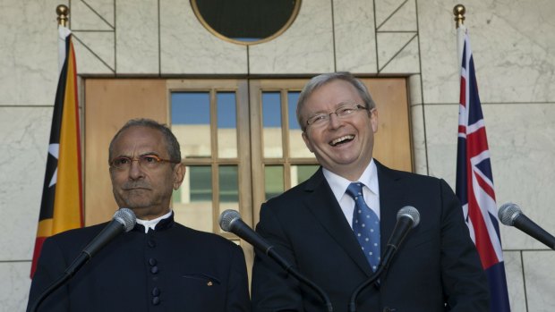 Jose Ramos-Horta, then president of East Timor, and then prime minister Kevin Rudd in Canberra in 2010.