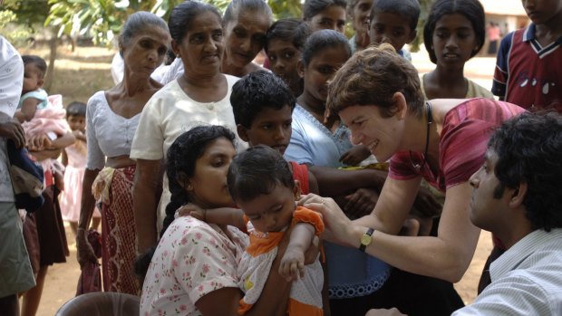 Sian Hughes in Sri Lanka in 2005, a year after surviving the Boxing Day tsunami. 

