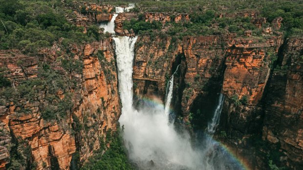 A scenic flight over Jim Jim Falls during the wet season.