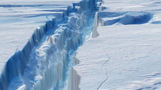A crack in the Larsen C ice shelf grew 17 kilometres in December. 