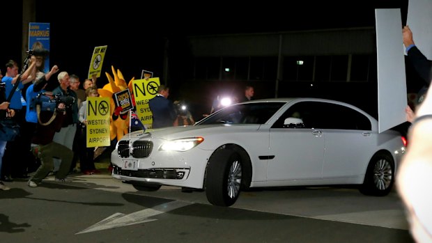 Anti-Badgerys Creek protesters forced the leaders to enter through the back door.